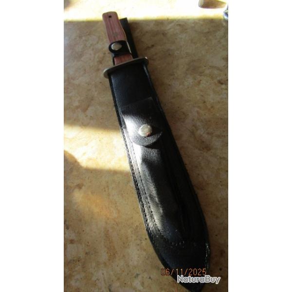 couteau lanc pche chasse rcent randonne + tui cuir + petit HS