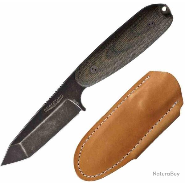 Couteau Bradford Guardian 3.5 Tanto Camo Lame Acier N690 Manche Micarta Etui Cuir USA BRAD35T109N