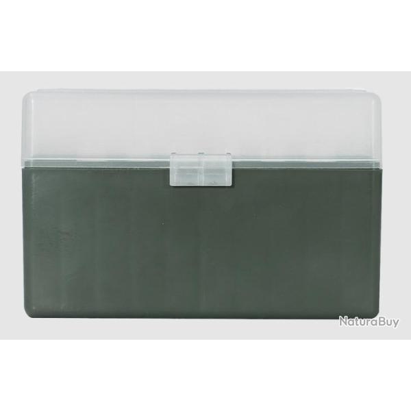Bote de rangement verte couvercle transparent 50 munitions calibre 30-06