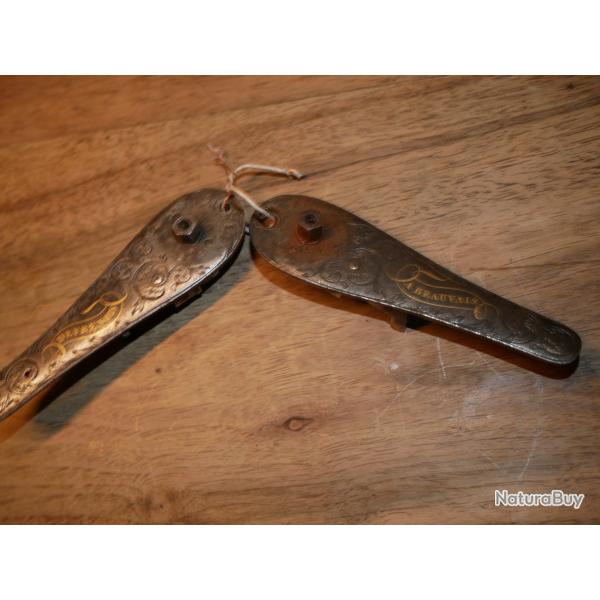 Paire de platines de fusil �  percussion � platines arri�res "DEFRENOIS � BEAUVAIS"