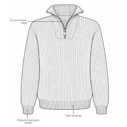 Pull camionneur Carmel kaki 70 acrylique 30 laine