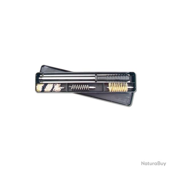 Bo�te de nettoyage baguette acier inox + 3 brosses pour fusils Cal. 20