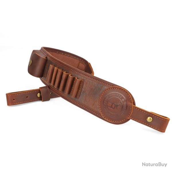 BRETELLE POUR FUSIL AVEC CARTOUCHIERE ET POCHETTE - 100% CUIR - LIVRAISON GRATUITE