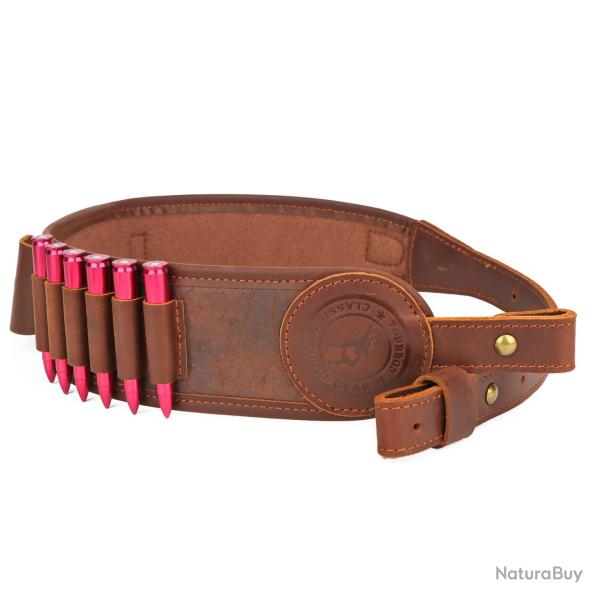 Sangle fusil/carabine avec cartouchiere 30-30-.308 et pochette - cuir premium - LIVRAISON GRATUITE