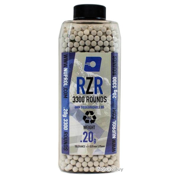 Billes Airsoft 6mm RZR 0,20g/0,25g/0,28g/0,30g/0,32g BIO bouteille 3500 bbs 0.20g (3300 billes)