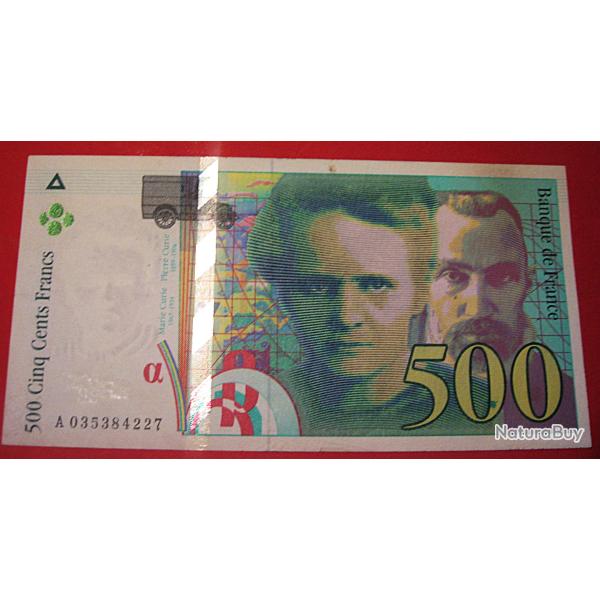 billet de 500 francs Pierre&Marie Curie de 1995 ttb