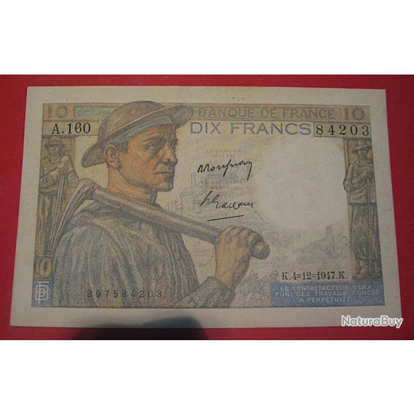 billet de 10  francs  mineur du 4-12-1947  ttb