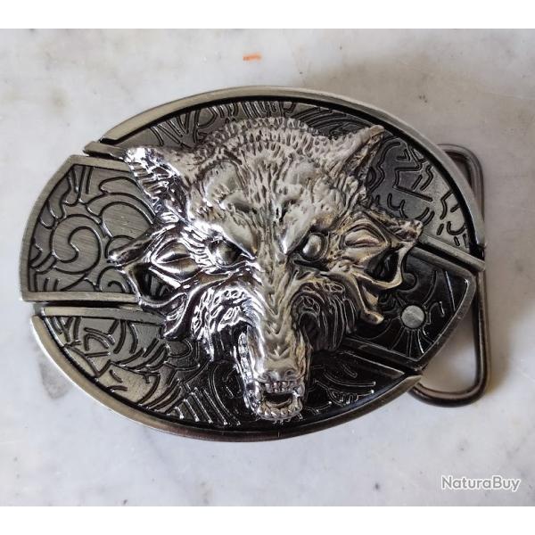 Boucle de Ceinture T�te de Loup Wolf Couteau Int�gr� Biker Western Country Rock