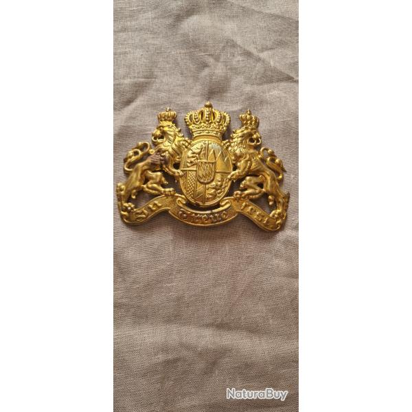 Plaque de casque a pointe,  Bavaroise laiton WW1