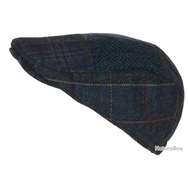 B�ret Casquette Patchwork Bleue et Noire en Laine Style Anglais Uxwel Taille unique Bleu