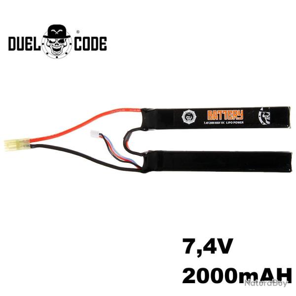 Batterie LiPo 7.4V 2000mAh 15C Duel Code - Connecteur Mini Tamiya pour Airsoft
