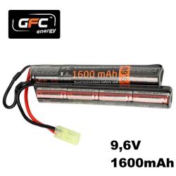 Batterie airsoft NiMH 9,6V 1600mAh GFC Energy - 2 modules type crane pour AEG M4
