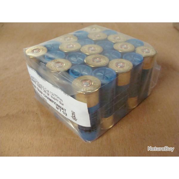 LOT 250 CARTOUCHES CALIBRE 12 SUPER TRAP BLEUE PLOMB SUPER DUR