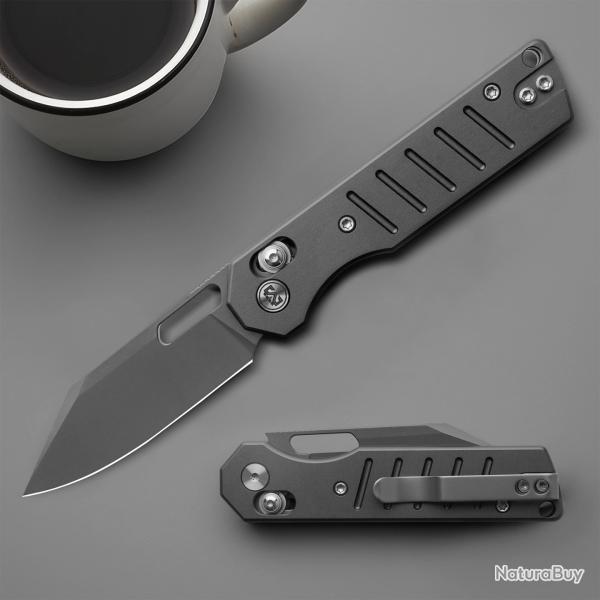 Couteau Miguron Gatov Cross-bar Lock Lame Acier D2 PVD Gris Manche Alu Gris Fonc� MGR822ADG