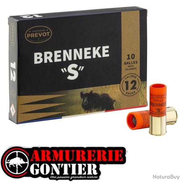 Balles PREVOT BRENNEKE 'S' sous-calibr�es 24g Cal.12/70 Boites de 10