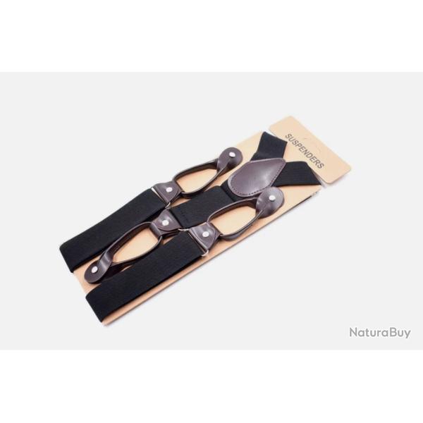 Bretelles Vintage Rglables - Cuir PU & Design Classique dos en Y Noir