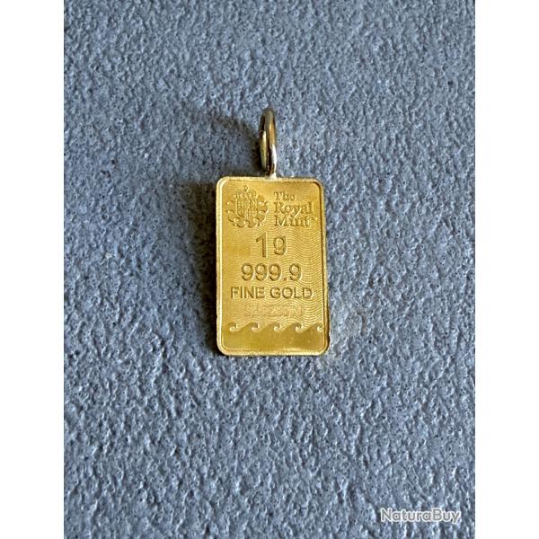 Pendentif Lingot or 1 g mont� en pendentif - Royaume-Unis - 24 carats