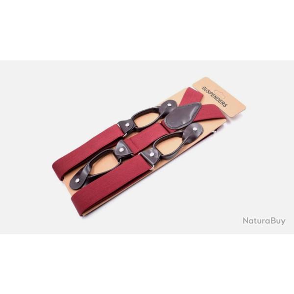 Bretelles Vintage R�glables - Cuir PU & Design Classique dos en Y Rouge