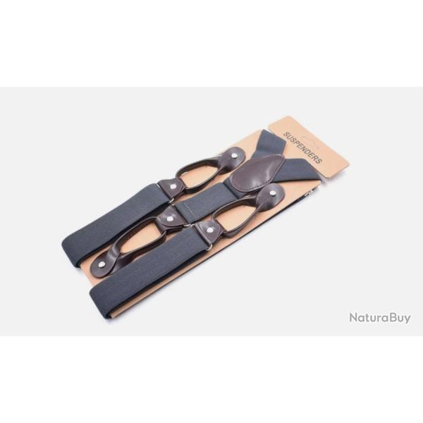 Bretelles Vintage R�glables - Cuir PU & Design Classique dos en Y Gris