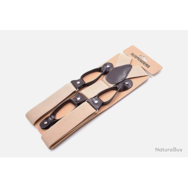 Bretelles Vintage R�glables - Cuir PU & Design Classique dos en Y Beige