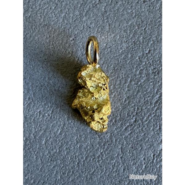 P�pite naturelle en or 22 / 24 K avec montage en or 18 carats - Origine : Alaska - Etats Unis