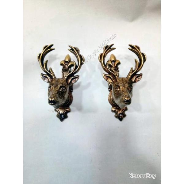 Lot 2 pat�res chasse cerfs dor�es/LYS/porte fusil/v�nerie