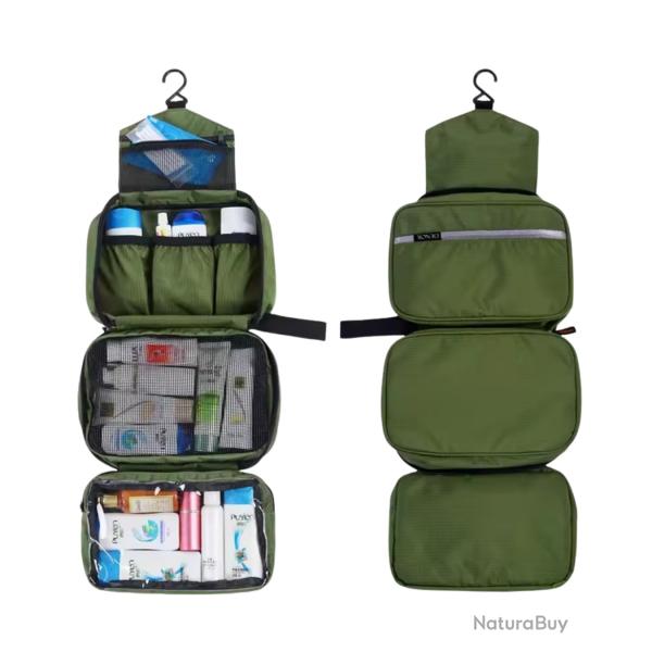 Trousse de toilette suspendue imperm�able Unisexe Grande capacit� Voyage Vert militaire