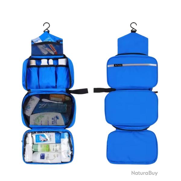 Trousse de toilette suspendue imperm�able Unisexe Grande capacit� Voyage Bleu