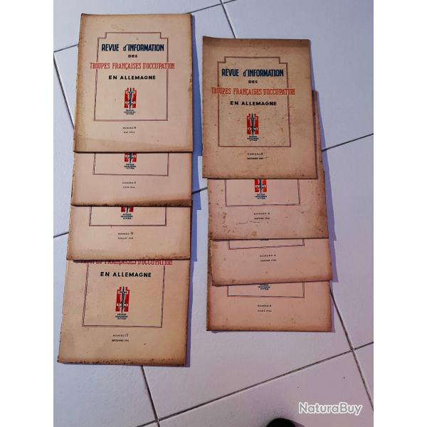 Lot de 8 " Revue d'information fran�aise des troupes d'occupation en Allemagne "Septembre 45 � septe