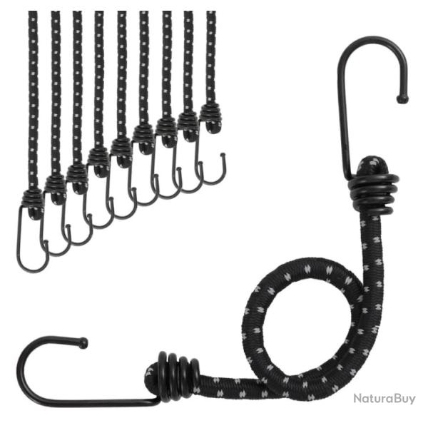 Cordes lastiques rflchissantes polypropylne caoutchouc 38 cm avec crochets 10pcs