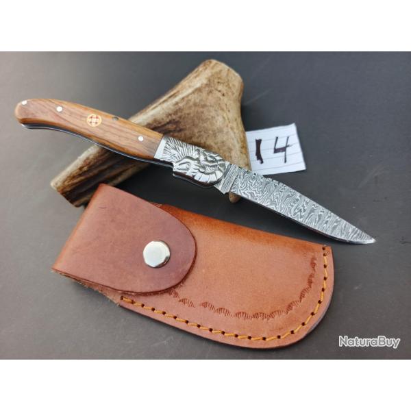 couteau de poche pliant laguiole Fait  Main Lame Acier Damas Manche Bois De Olive (14)