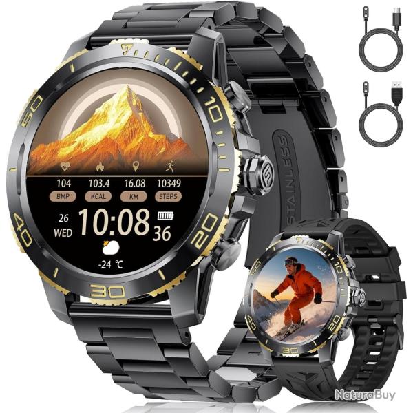 Montre Connecte Homme avec 800mAh, 1,43" AMOLED Business Smartwatch Homme avec Appel Bluetooth, 200