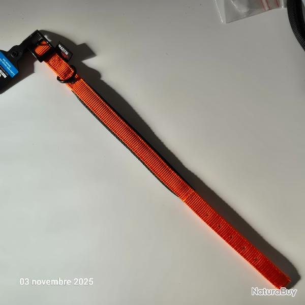 Collier nylon confort orange pour chien de taille moyenne de marque fran�aise