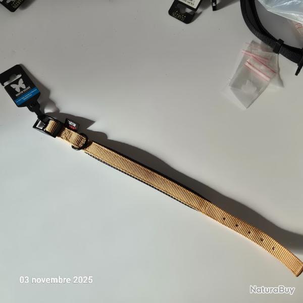 Collier nylon confort "beige or" pour chien de taille moyenne de marque fran�aise