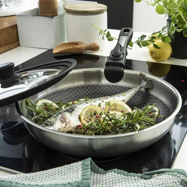 Po�le acier inoxydable nid d'abeille 24 cm