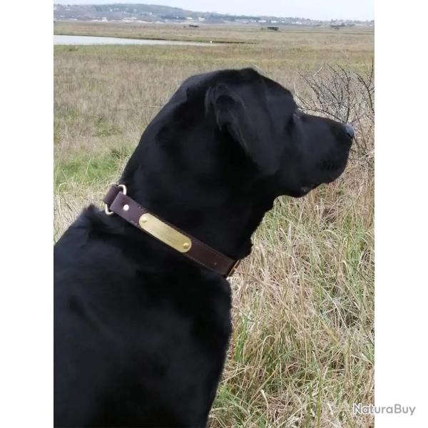 Collier  graver sur plaque laiton cuir chocolat 2 tailles Taille 2