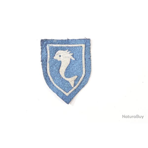 Patch brod� 10e Cuirassiers Dauphin sur fond bleu