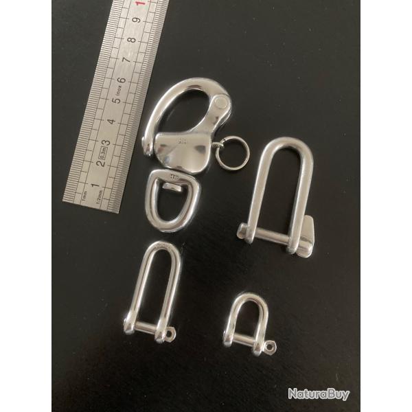 Lot de mousquetons inox