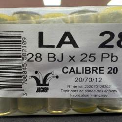 CARTOUCHE JOCKER calibre 20 LA 28g Bourre a jupe N&deg;10 x25