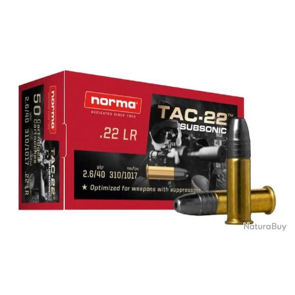 Wahoo 22LR/TLD ! - Munitions Norma TAC 22 Subsonic - Cal. 22 LR x5 boites