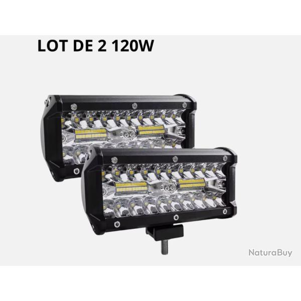 Lot de 2 Barres LED 120W tanche IP67 Rampe Lumineuse Travail Voiture 4x4 Camion