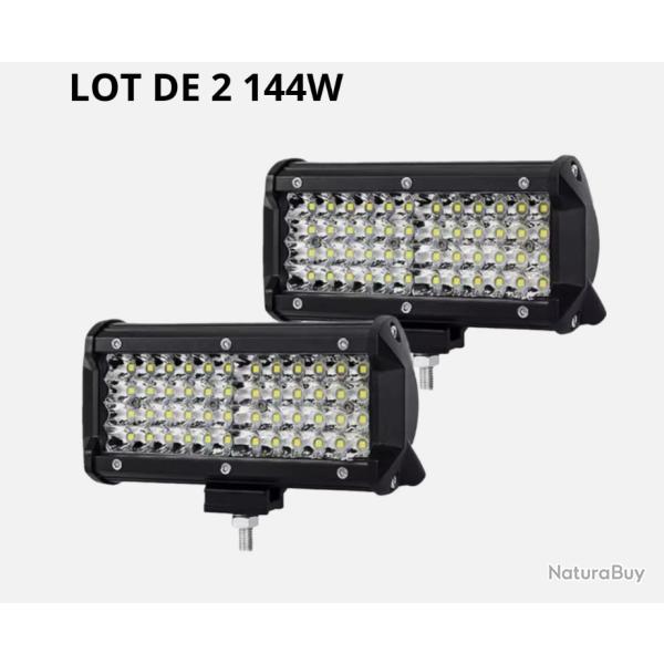 Lot de 2 Barres LED 144W tanche IP67 Rampe Lumineuse Travail Voiture 4x4 Camion