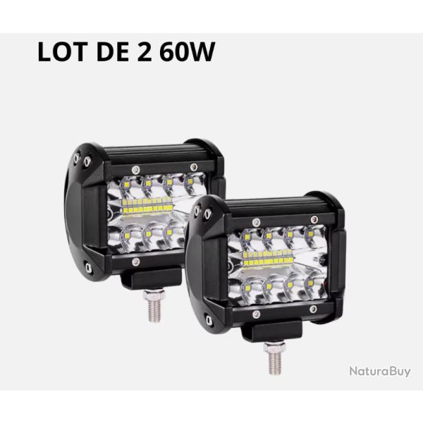 Lot de 2 Barres LED 72W tanche IP67 Rampe Lumineuse Travail Voiture 4x4 Camion