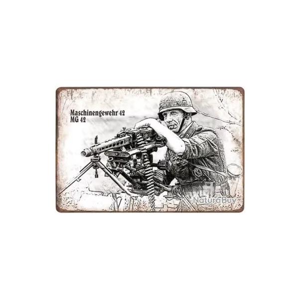 Plaque dcorative vintage soldat allemand avec MG42 LIVRAISON GRATUITE