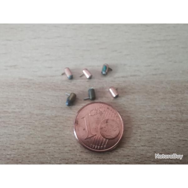 Rare lot de 6 cartouches calibre 2 mm � broche syst�me.