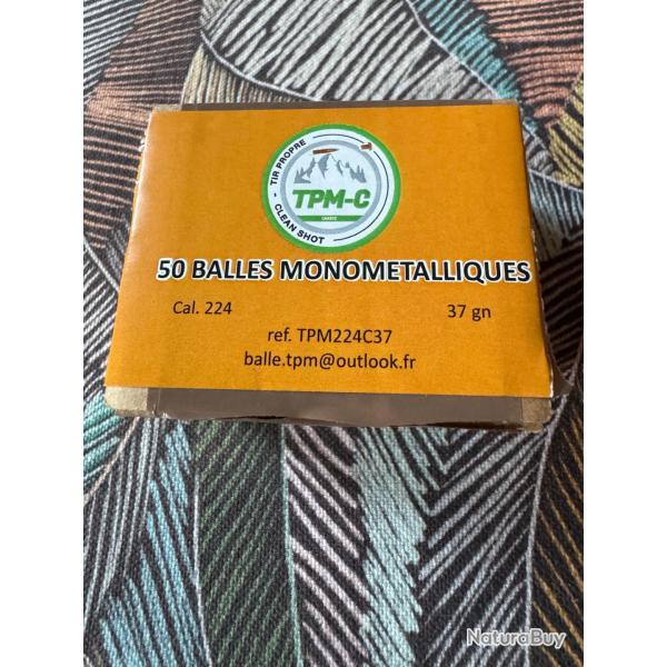 Ogives sans plomb TPM224C37 cal. .224 pour 22-250, 222 Remington