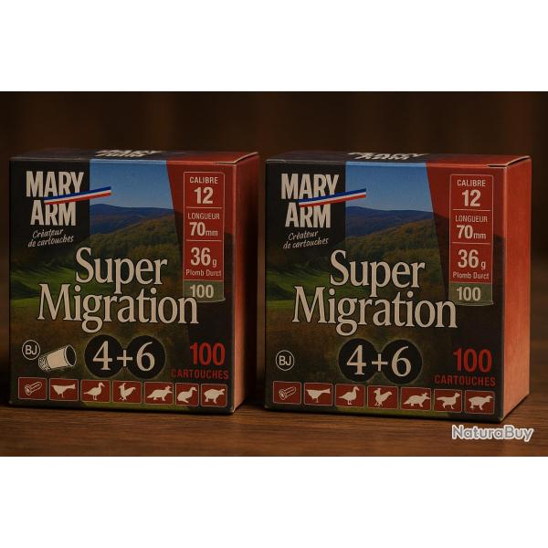 Wahoo lisse ! - Cartouches Cal.12 Mary Arm Super Migration 36g BJ plomb n4+6 - 200 cartouches