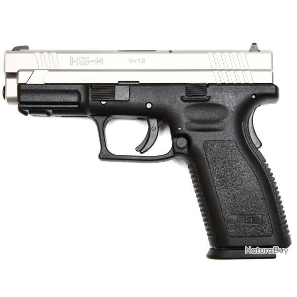 Wahoo Poing/Cat.B ! - HS PRODUKT - Pistolet HS9 STANDARD 4" Inox / noir - Cal. 9x19