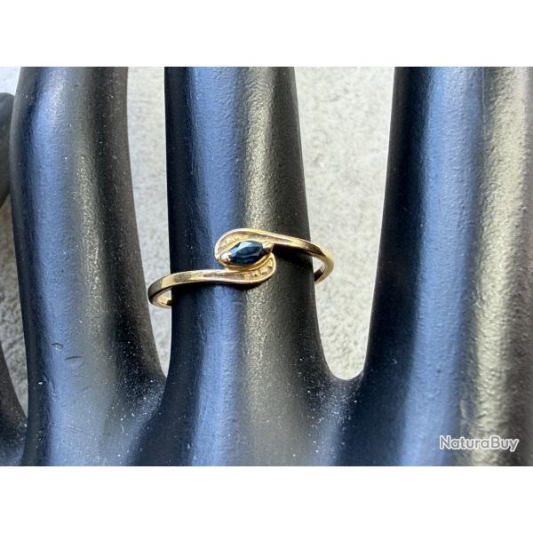 Bague en or massif 18 carats - saphir bleu - taille 53