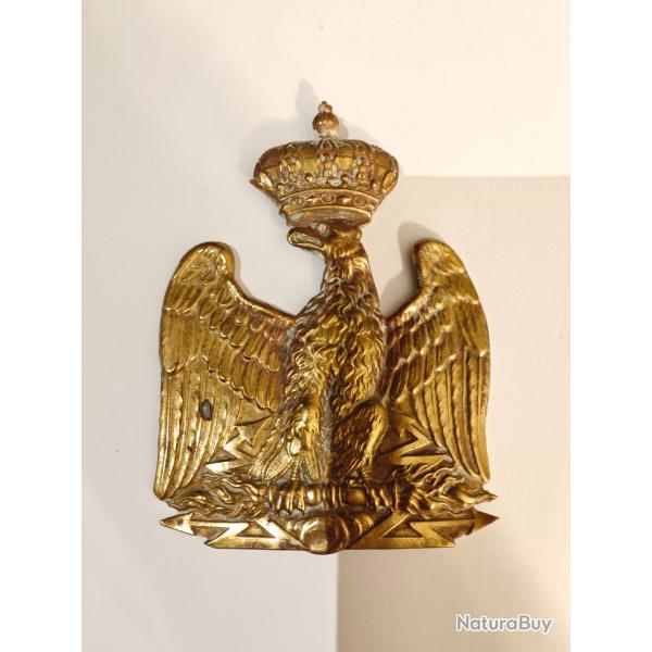 Plaque sabretache hussards 1er Empire - Aigle couronn� laiton